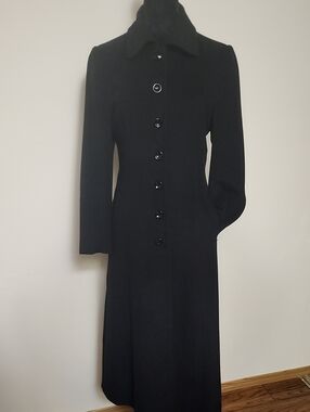 Vintage Black Alpaca Maxi Coat | Quiet Luxury Longline XS/S